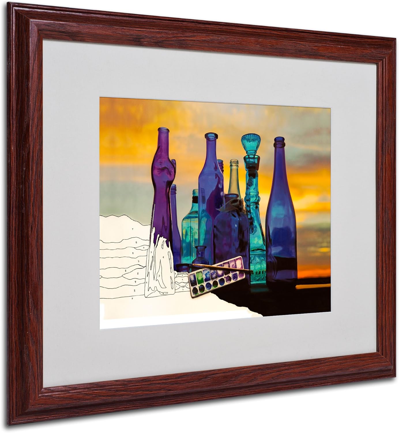 Blue Sunset by Numbers by Roderick Stevens Canvas Art, 16 by 20-Inch, Wood Frame Pack of 2