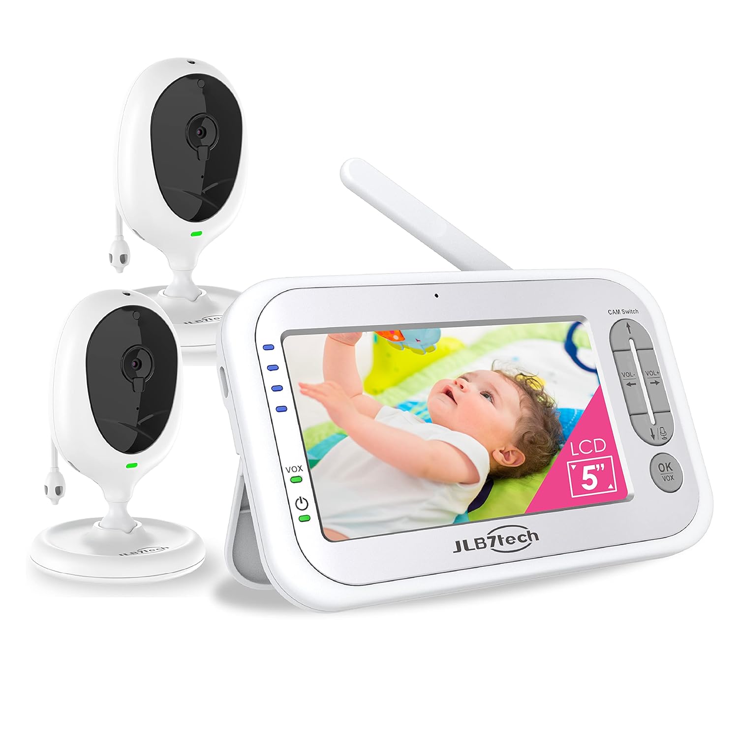 JLB7tech Video Baby Monitor with 2 Digital Cameras,4.3