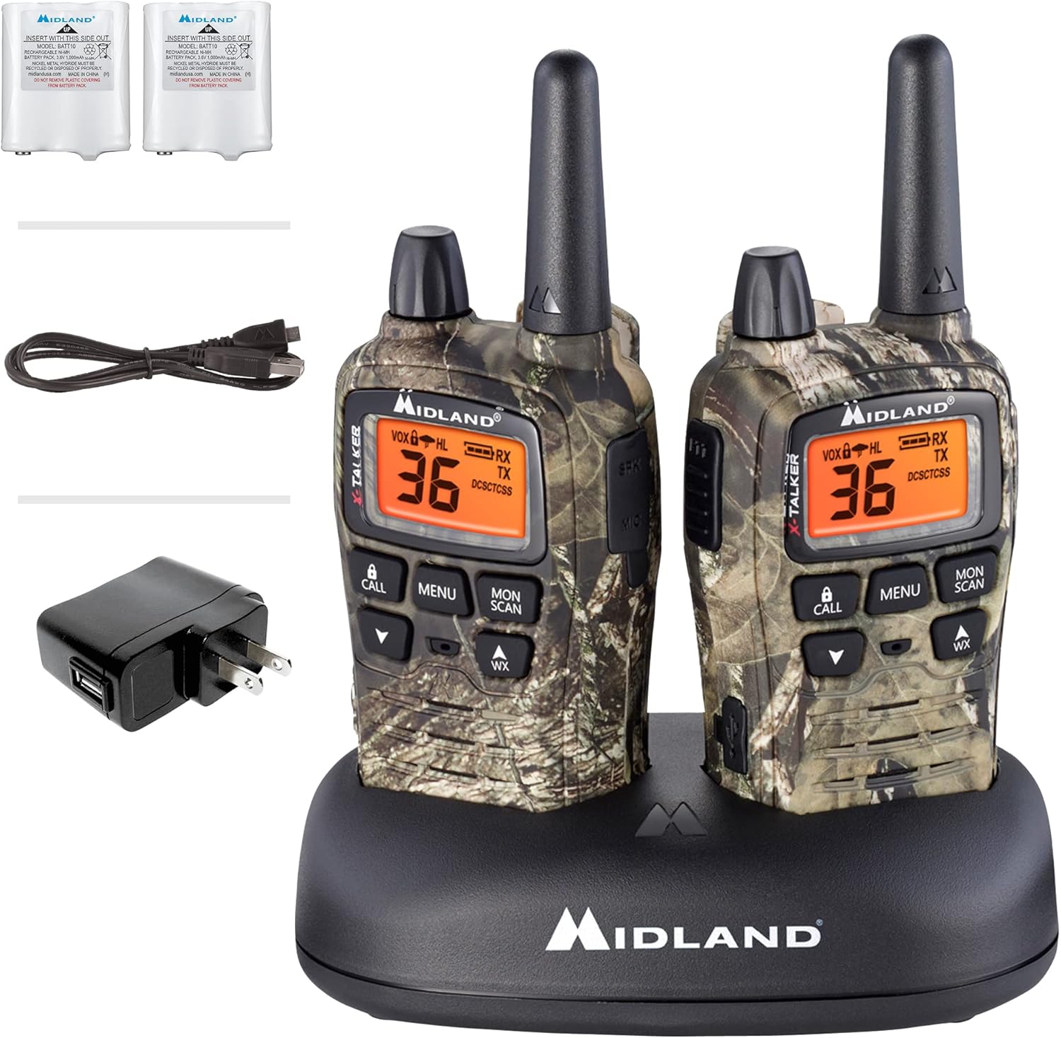 Midland - X-TALKER T71VP3, 36 Channel FRS Two-Way Radio - Up to 38 Mile Range Walkie Talkie, 121 Privacy Codes, & NOAA Weather Scan + Alert (Pair Pack) (Black/Silver) Pack of 2