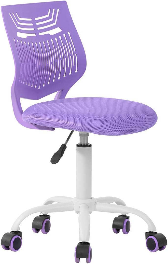FurnitureR Writing Task Chair for Teens Boys Girls 360 Rolling Wheels Fabric Soft Pad Seat Breathable Backrest, Height Adjustable Liftup 29.5
