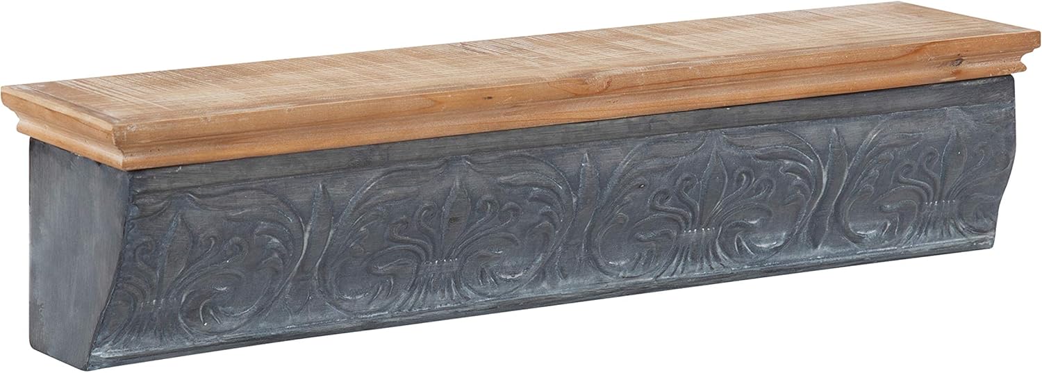 Kate and Laurel Gainsbrook Rustic Wall Shelf, 26 x 5.5 x 6, Rustic Brown, Decorative Farmhouse Decor for Storage and Display Pack of 2