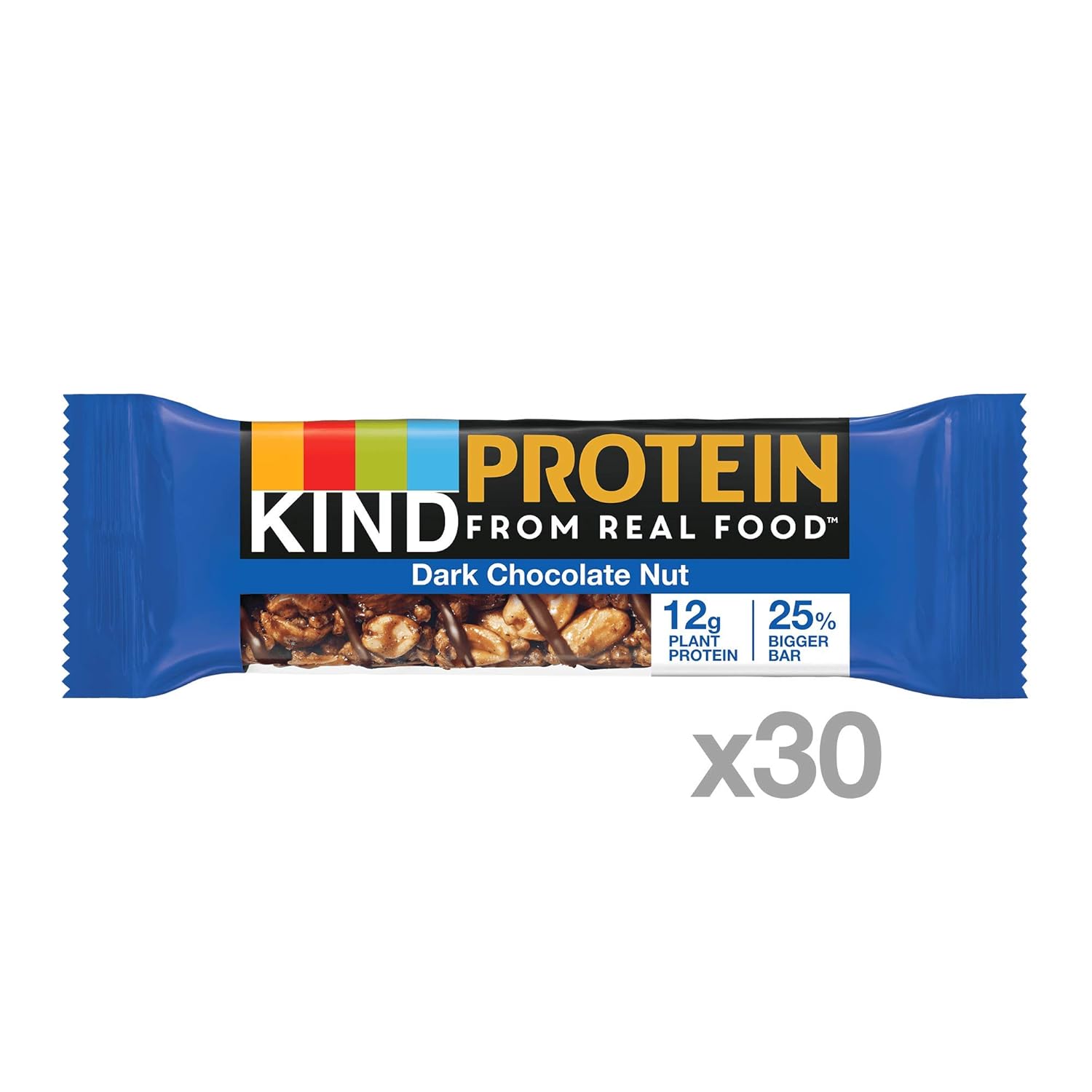 KIND Protein Bars Dark Chocolate Nut, Gluten Free, 12g Protein, 1.76 Oz, Double Dark Chocolate Nut, 30 Count Pack of 2