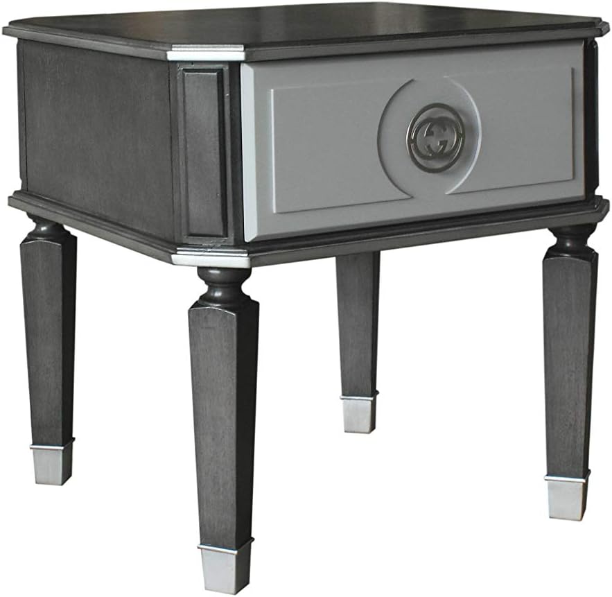 Acme Furniture Beatrice End Table, Charcoal and Pearl White
