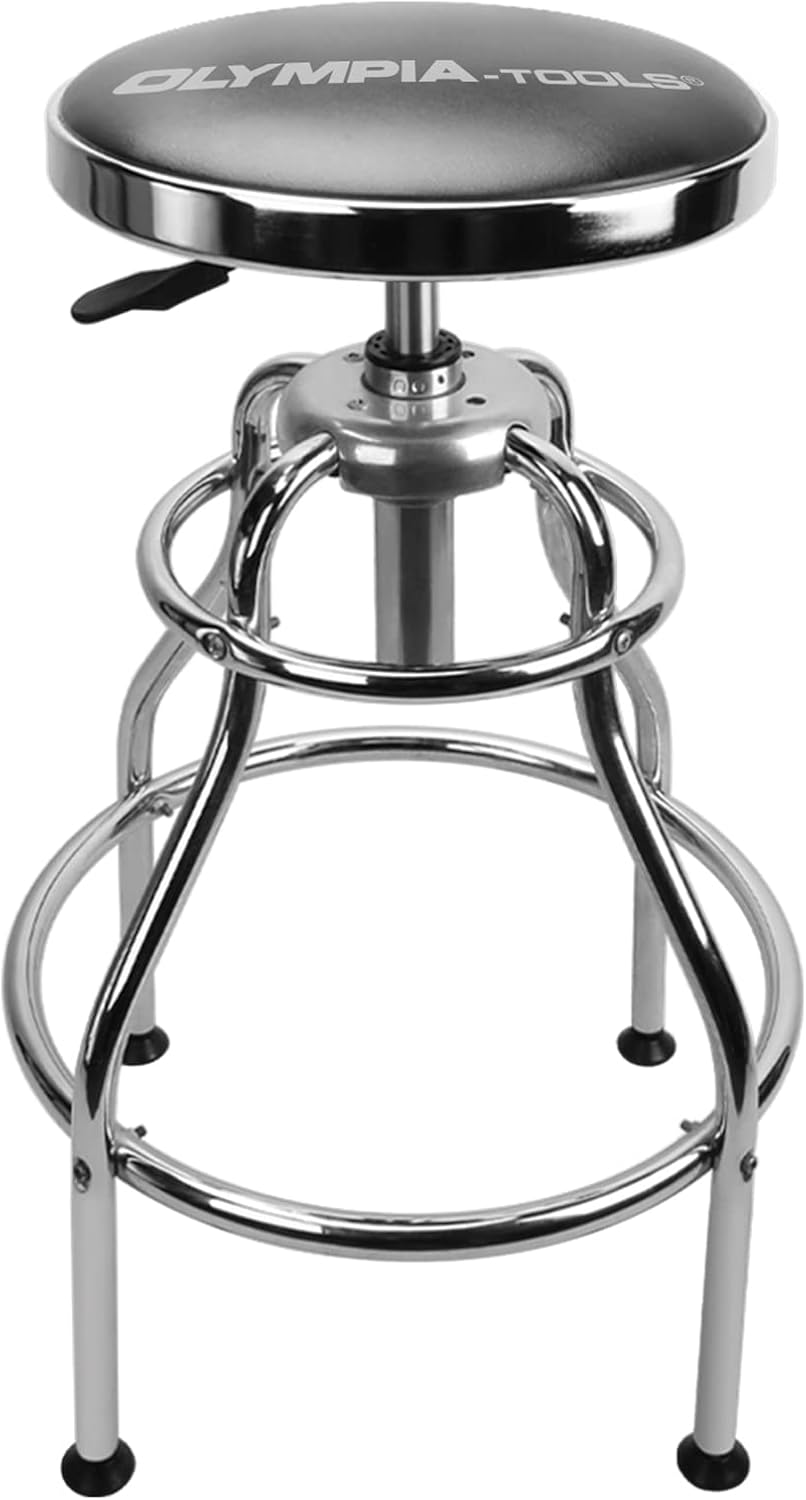 Olympia Tools 90-351 Work Stool, Adjustable Hydraulic Shop Stool, 250-Lb. Capacity, Black