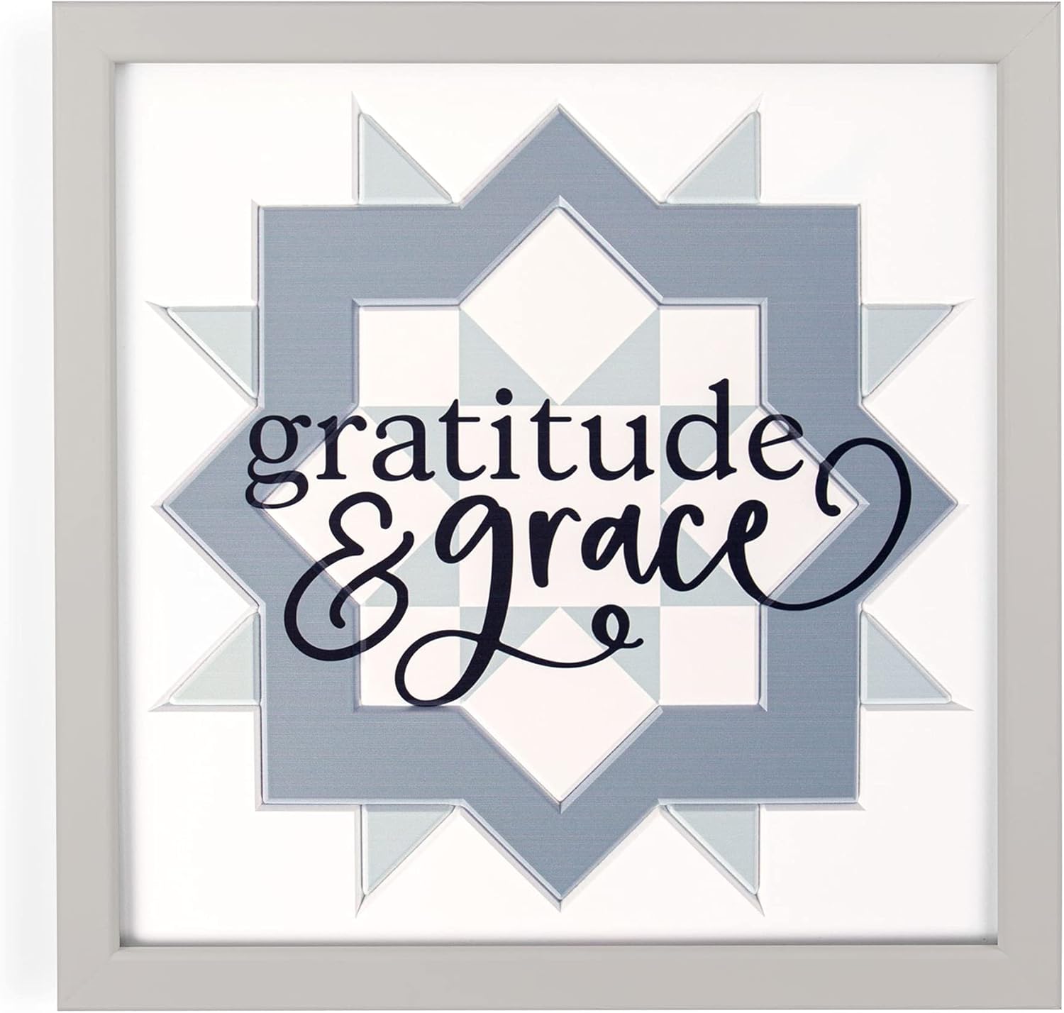 P. Graham Dunn Gratitude and Grace Sharkskin Grey 22 x 22 Wood Quilted Framed Art Sign