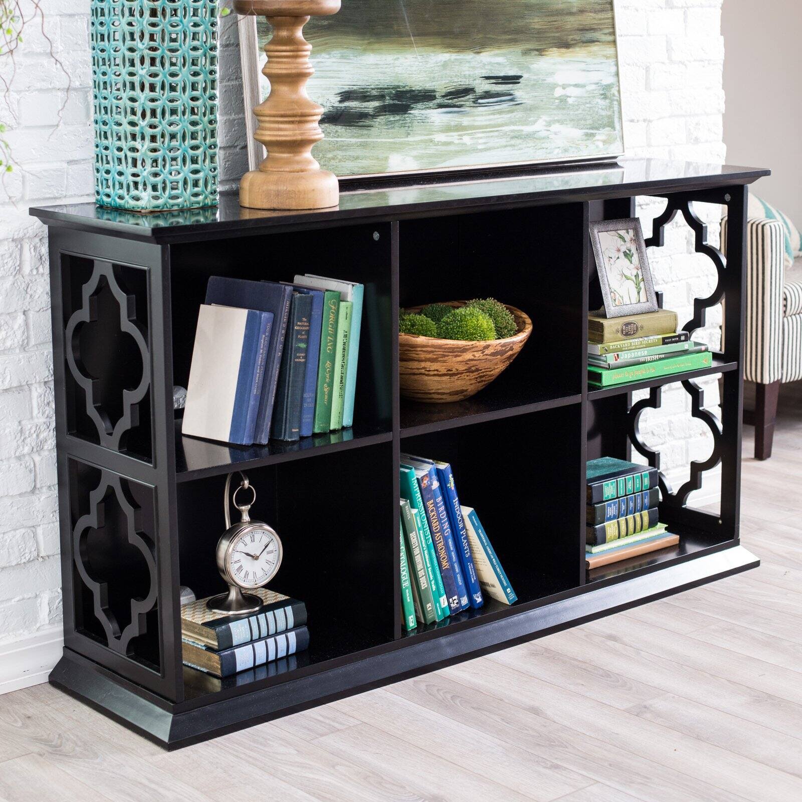 Belham Living Renata 6-Cube Quatrefoil Bookcase Black