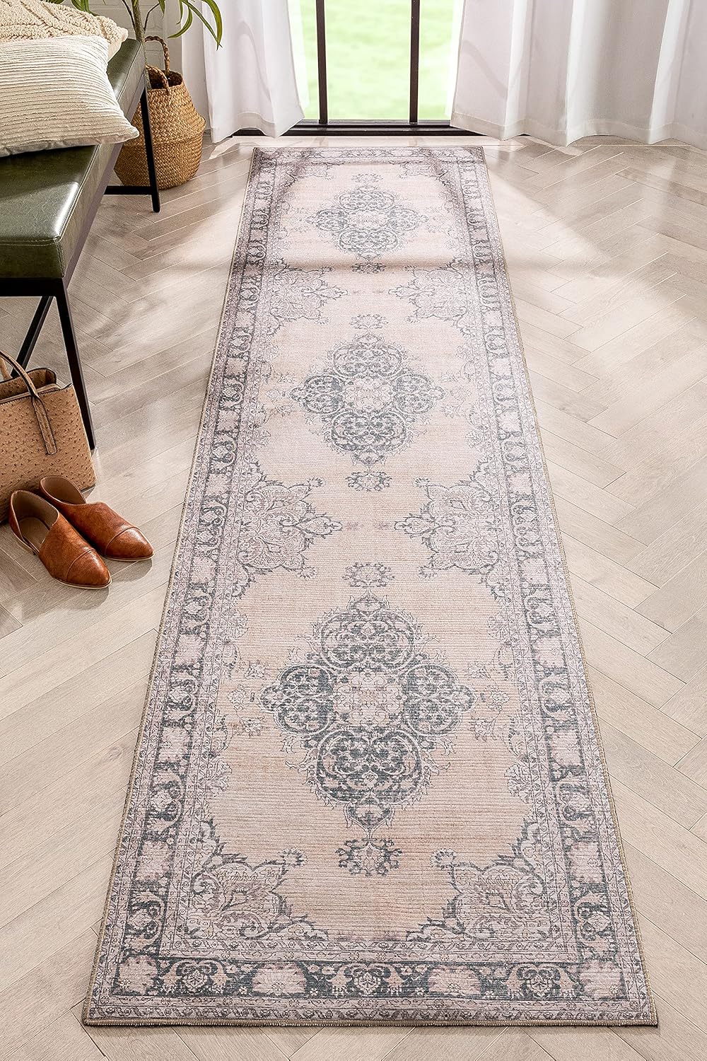 Well Woven Mareva Machine Washable Rust Orange Vintage Oriental Medallion Area Rug (2'6