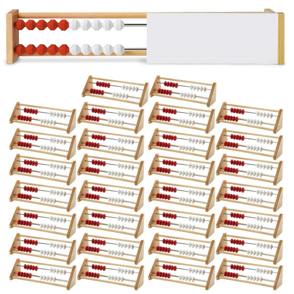 hand2mind 20-Bead Wooden Rekenrek Abacus, Colored Abacus for Kids Math, Wooden Counting Math Manipulatives, Bead Counters for Kids Math, Learn Counting and Numbers, Homeschool Supplies (Set of 25)