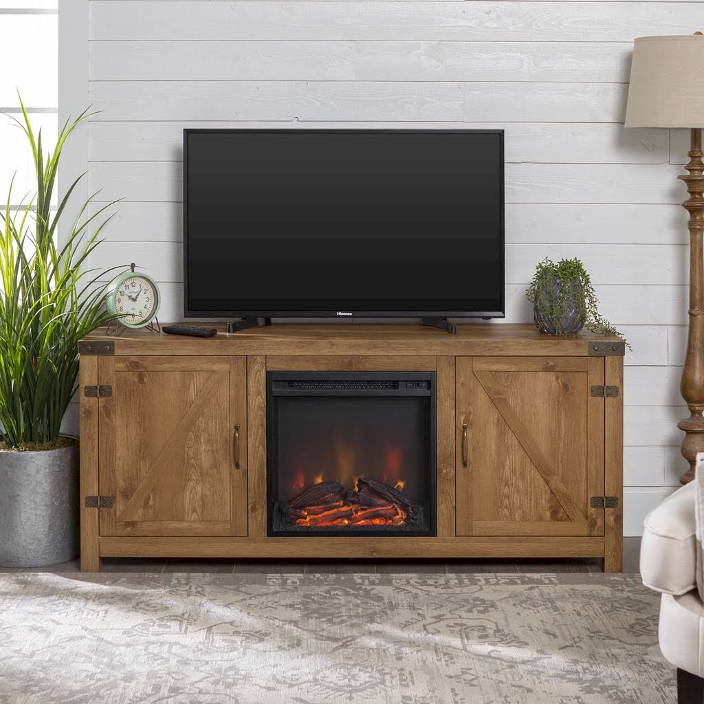 Walker Edison 58x22 Barn Door Fireplace TV Stand for TVs Up to 65