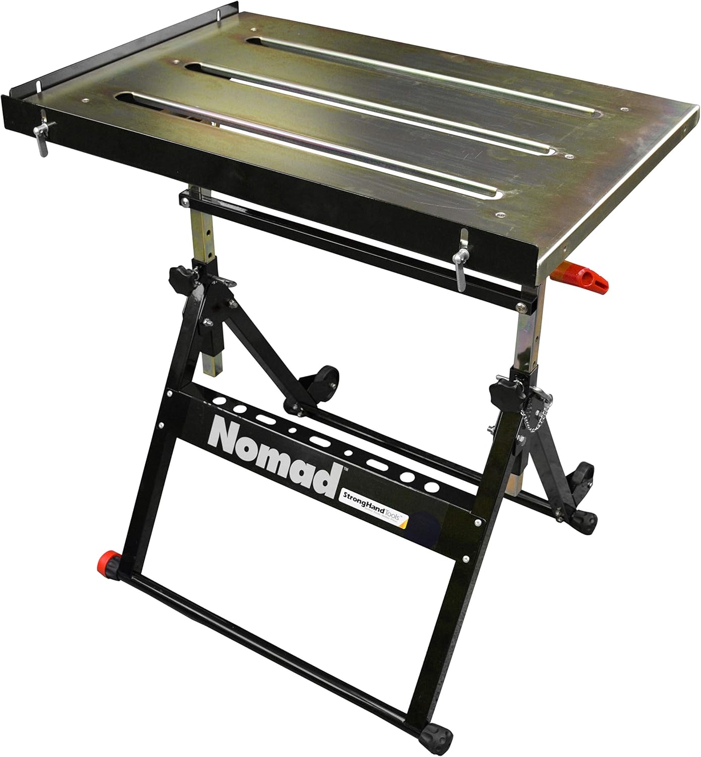 Strong Hand Tools, Nomad, Steel Welding Table, Three 1.1″ (28mm) Tabletop Slots, Adjustable Angle & Height, Casters, Retractable Guide Rails, Eccentric Leveling Foot, TS3020, Black