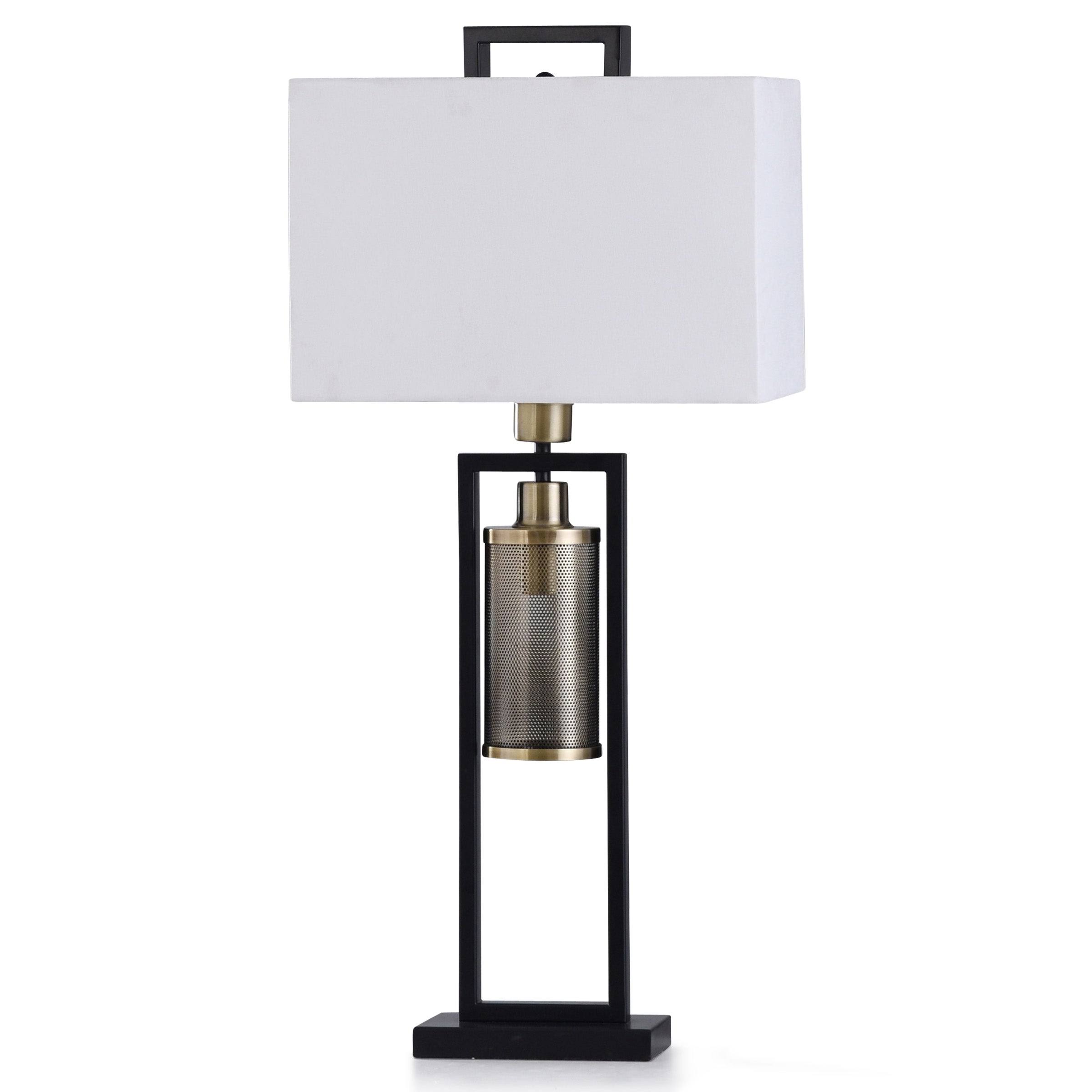 Stylecraft Home Collection Bingley Table Lamp Brushed Brass Metal with Black Metal, Gold