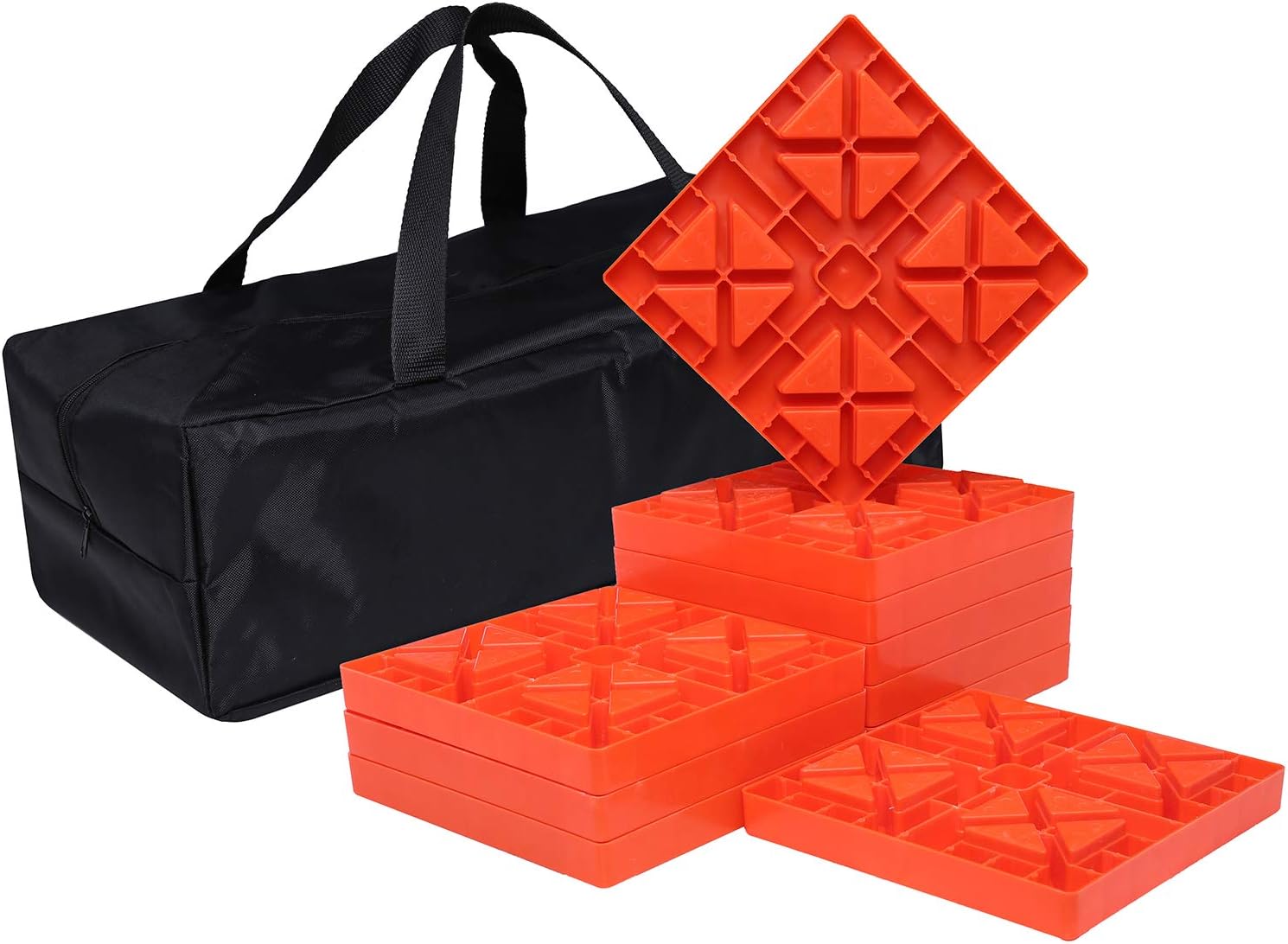 Homeon Wheels Camper Leveling Blocks, Ideal for Leveling Single and Dual Wheels, Heavy Duty Rv Leveling Blocks and Chocks Anti-Slip Pads Design, Camper Levelers 10 Pack with Carrying Bag (WH-101)