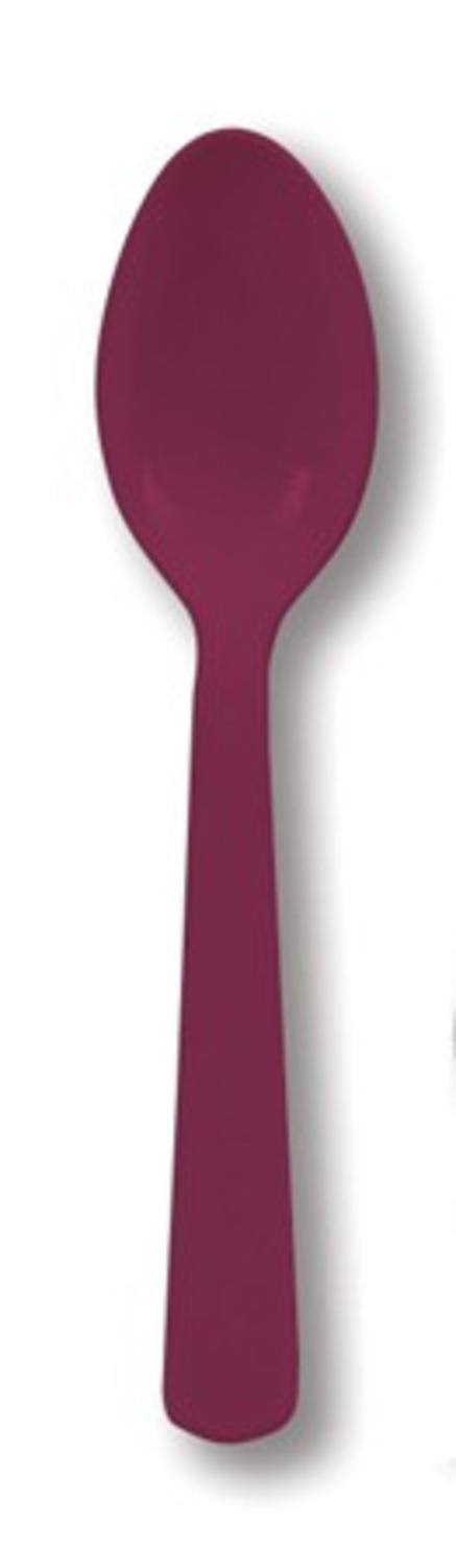 Club Pack of 288 Burgundy Red Premium Heavy-Duty Plastic Party Spoons
