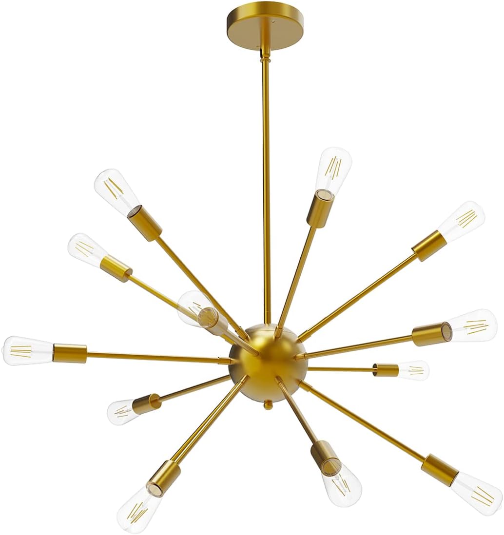 Sputnik Chandelier 18-Lights Black, Dining Chandelier Ceiling Light Fixture, Industrial Vintage Chandelier E26 Farmhouse Sputnik Light Fixture for Dining Room Bedroom Living Room