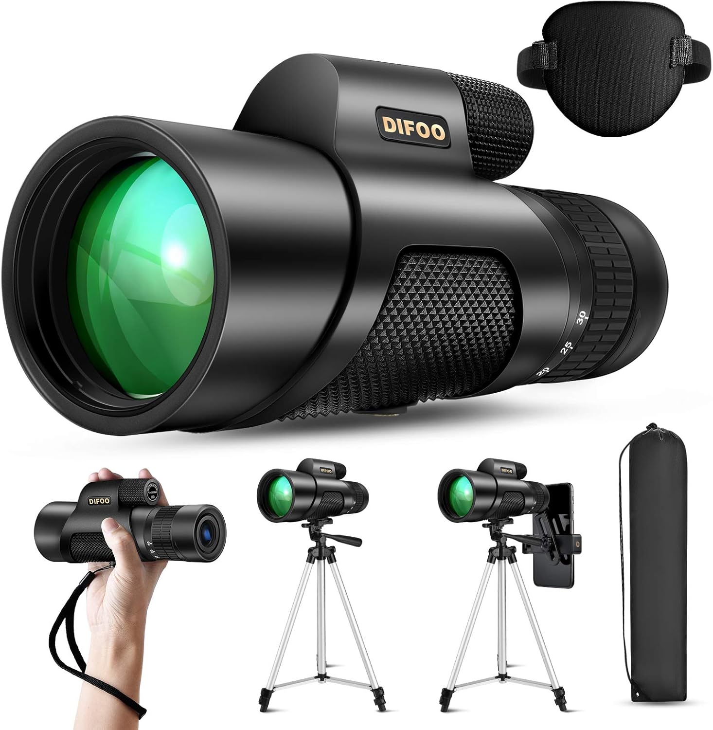 DIFOO Zoom Monocular Telescope 10-30X50 High Power Cosmic Scope Monocular for Adults Smartphone, with Telescopic Bracket Smartphone Holder & Tripod BAK4 Prism