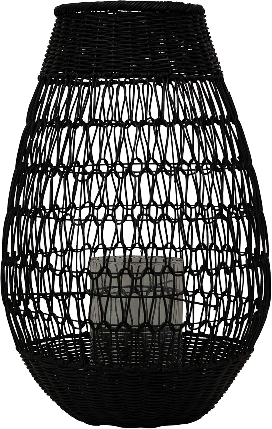 Bloomingville Black Rattan Glass Insert Lantern