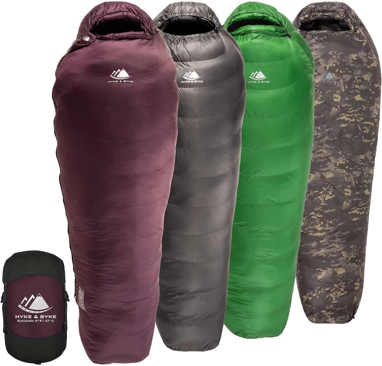 Hyke & Byke Katahdin Hiking & Backpacking Sleeping Bag - 4 Season, 625FP Ultralight Sleeping Bag - Water Resistant
