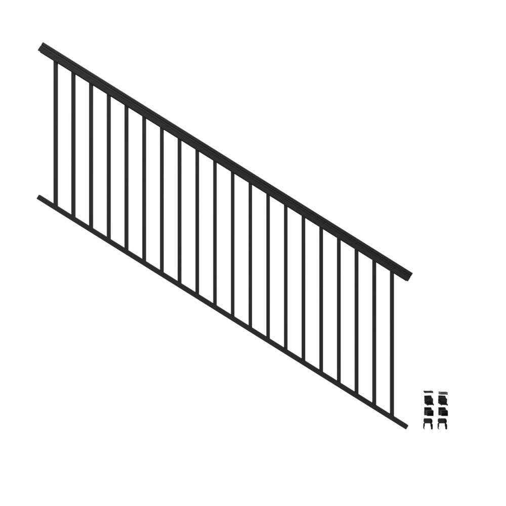 Freedom VersaRail Classic 8-ft x 3-in x 3-ft Matte Black Aluminum Deck Stair Rail Kit Square Balusters Included (Assembly Requir