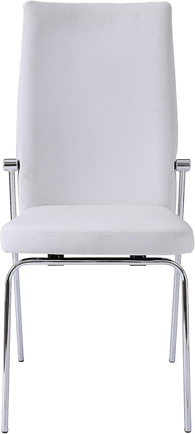 ACME Furniture Osias Side Chair, Set of 2, White PU/Chrome