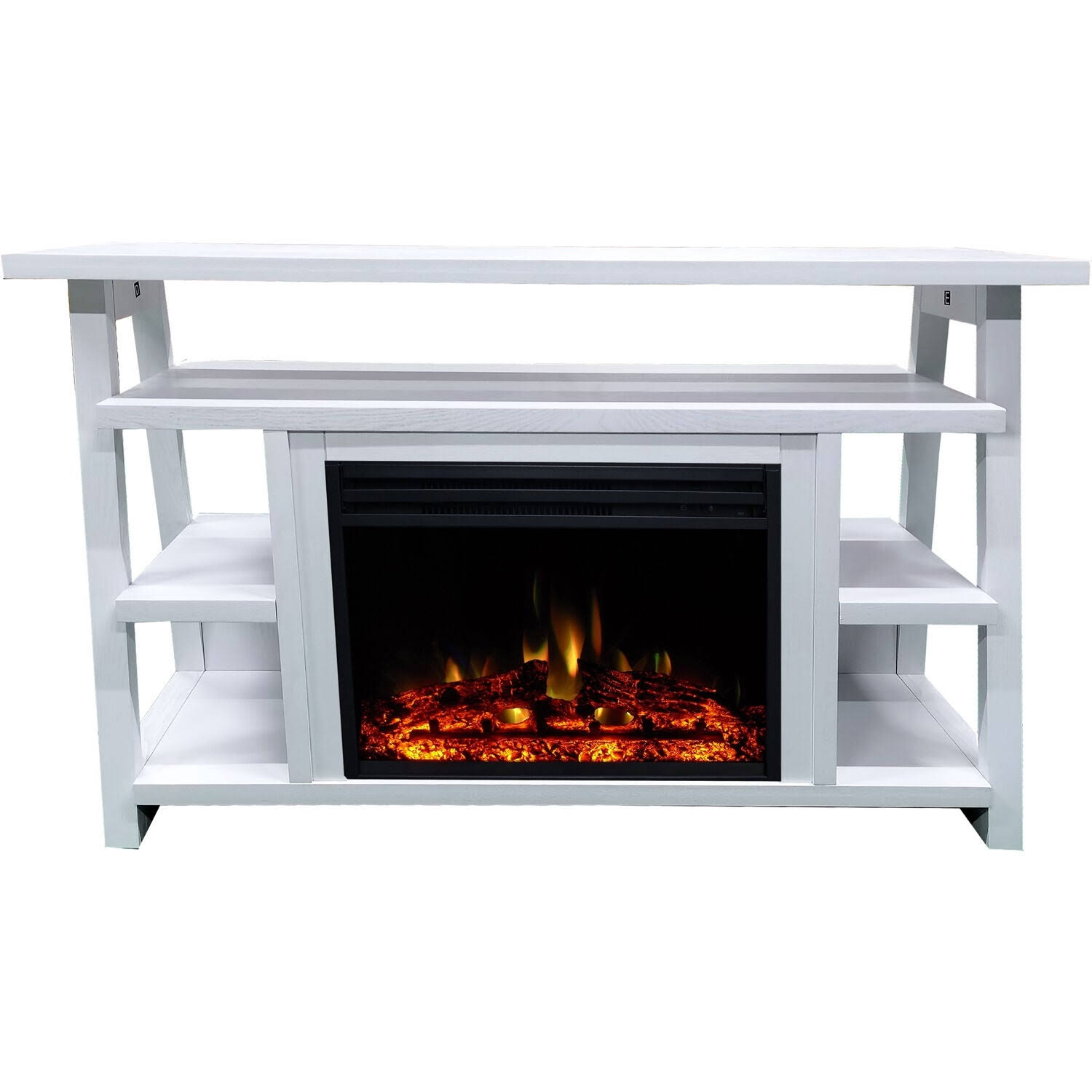 Cambridge 32x22 Sawyer Electric Fireplace Mantel/Enhanced Log - White