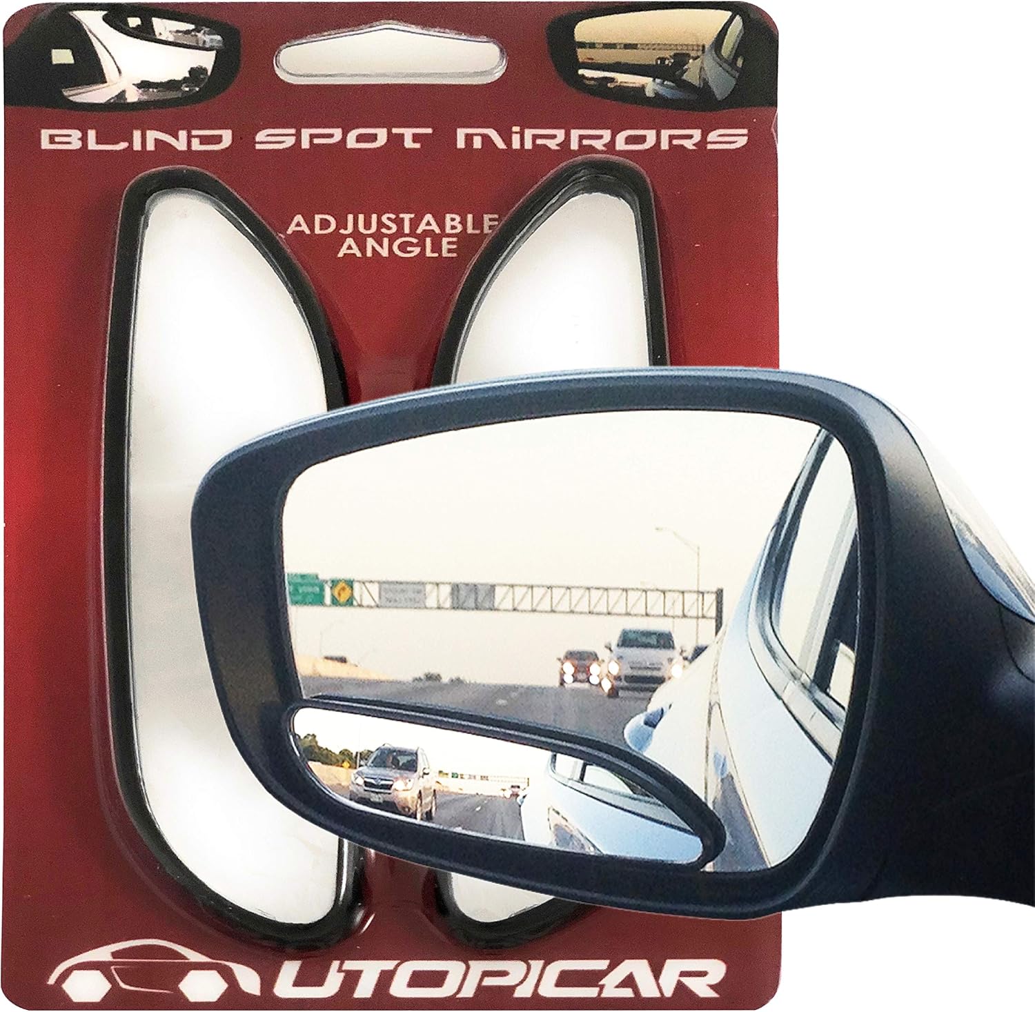 Blind Spot Mirrors Long Design Car Mirror for Blindspot by Utopicar Car Accessories | Automotive Rear View Door Mirrors | Stick-on mirror (2pack)