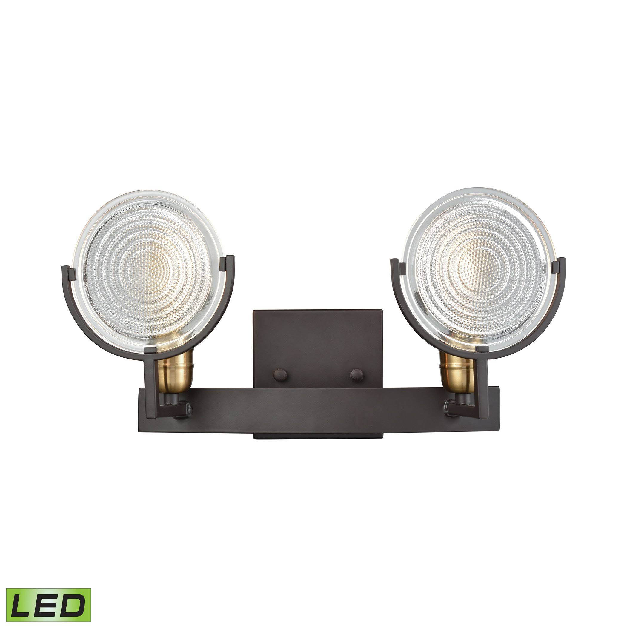 Elk Lighting, Ocular 2 Light Vanity Oil Rubbed Bronze Satin Brass Accents Clear Glass