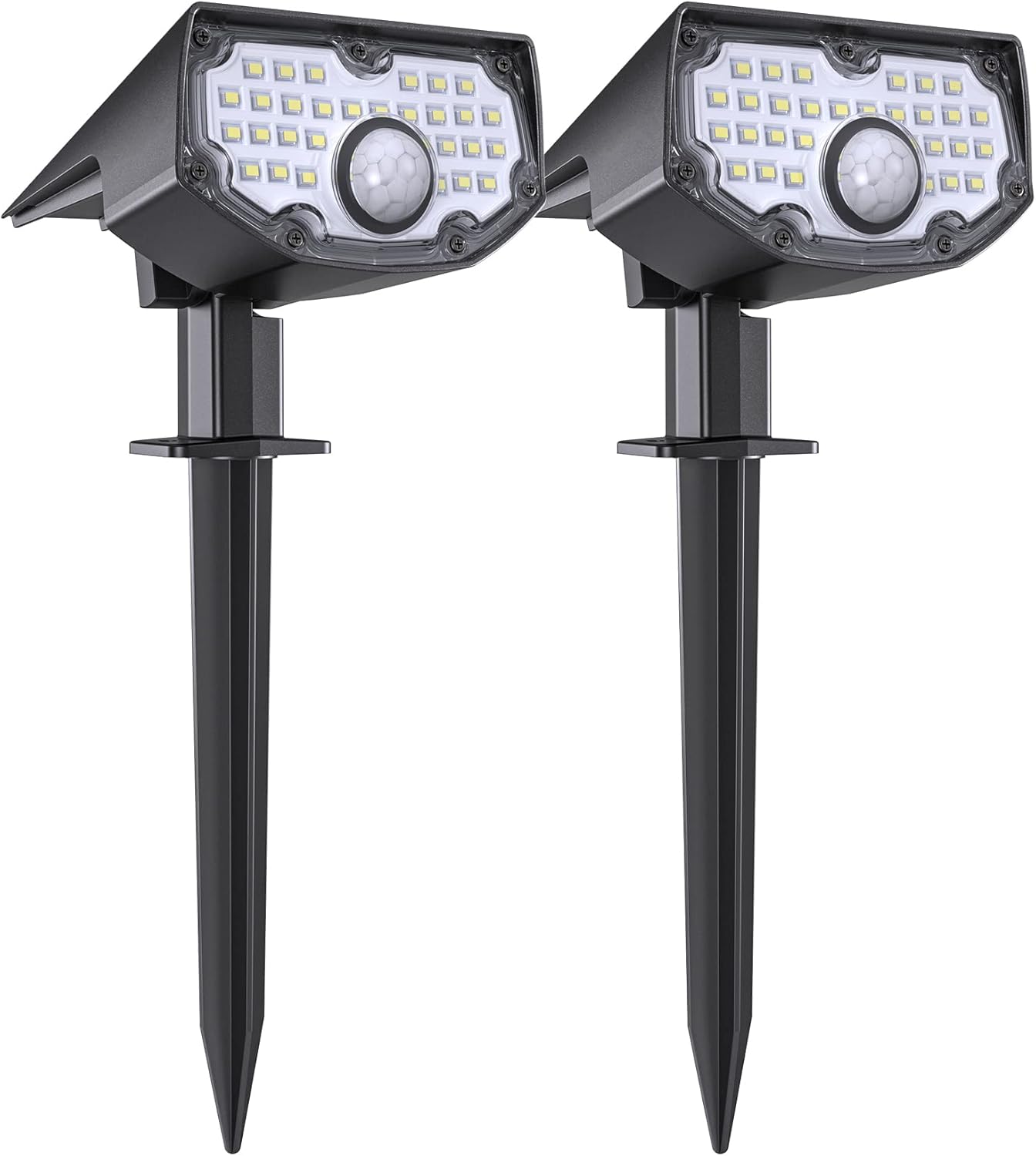 30 LEDs Solar Landscape Spotlights, Motion Sensor IP68 Waterproof Solar Powered Outdoor Spot Lights 3 Modes Solar Landscape Lights for Porch Yard Garden Garage Pool 4 Pack Cold White