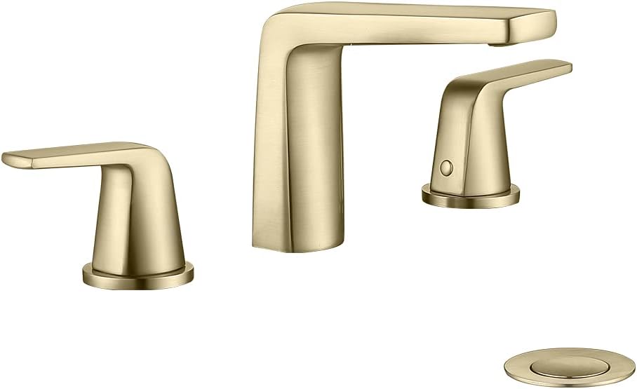 JAKARDA 8 inch 2 Handles Widespread Bathroom Faucet 3 Holes with Pop up Drain Assembly and Water Supply Lines (Black)