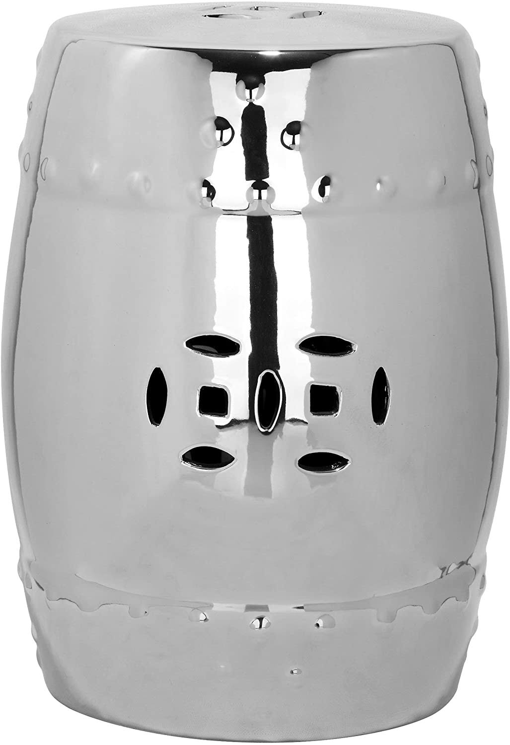 Safavieh Silver Modern Ming Garden Stool Silver EAC4516E