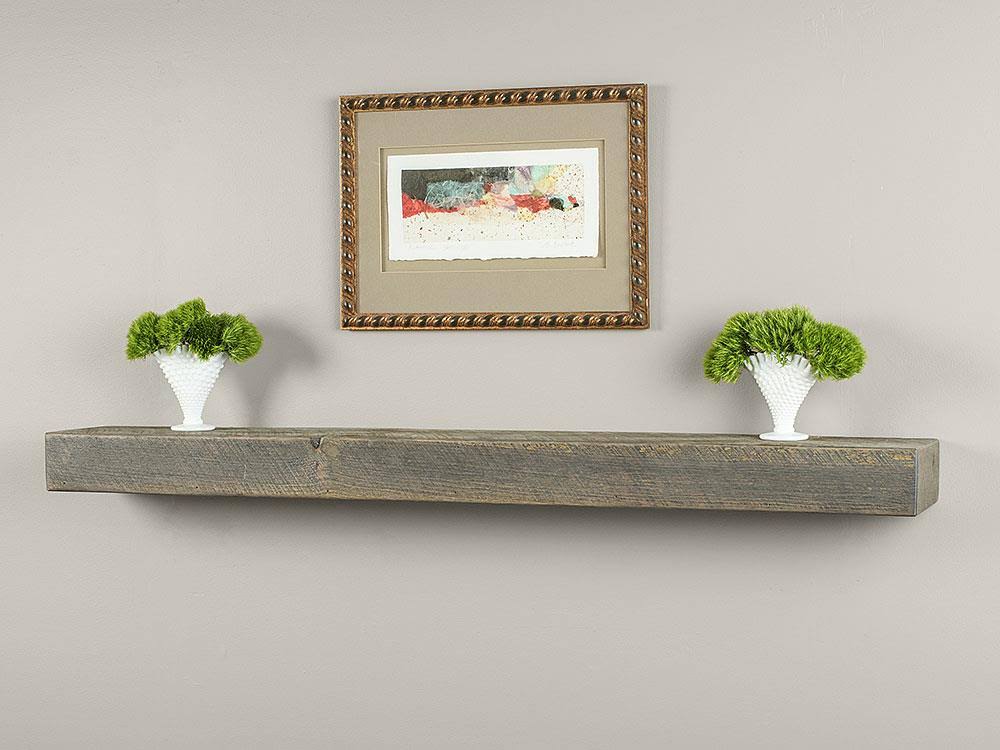 Mantels Direct 48-in W x 4-in H x 8-in D Driftwood Pine Wood Rustic Fireplace Mantel in Gray | RUSTIC-48-DRFT