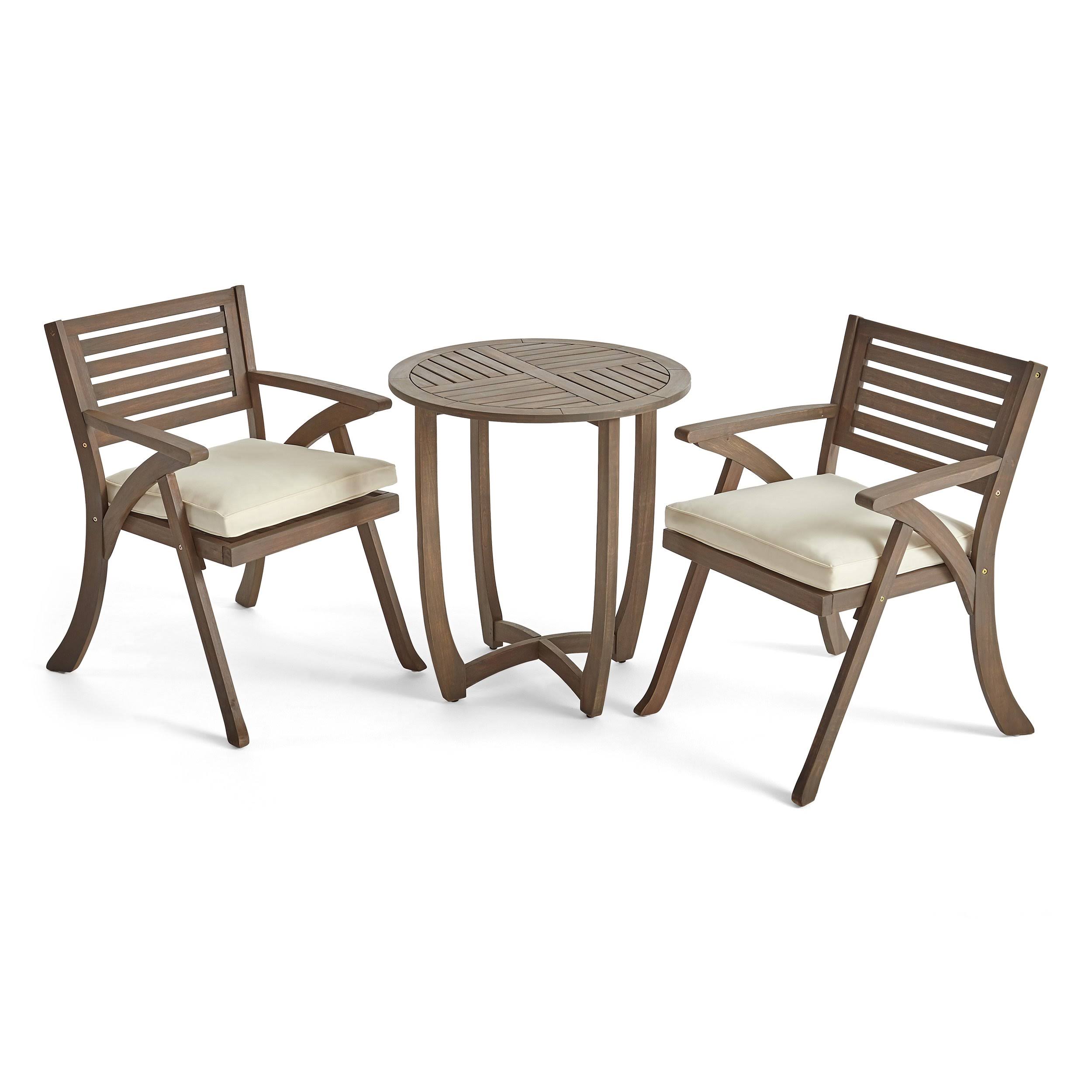 Yakub Outdoor 2-Seater Acacia Wood Bistro Set