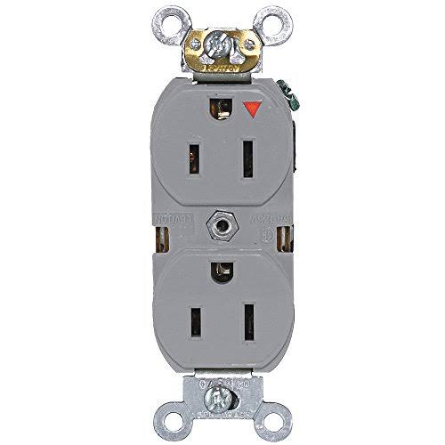 Leviton 5262-IGG Iso.Grnd Receptacle, IndGrade, 5-15R, Gray