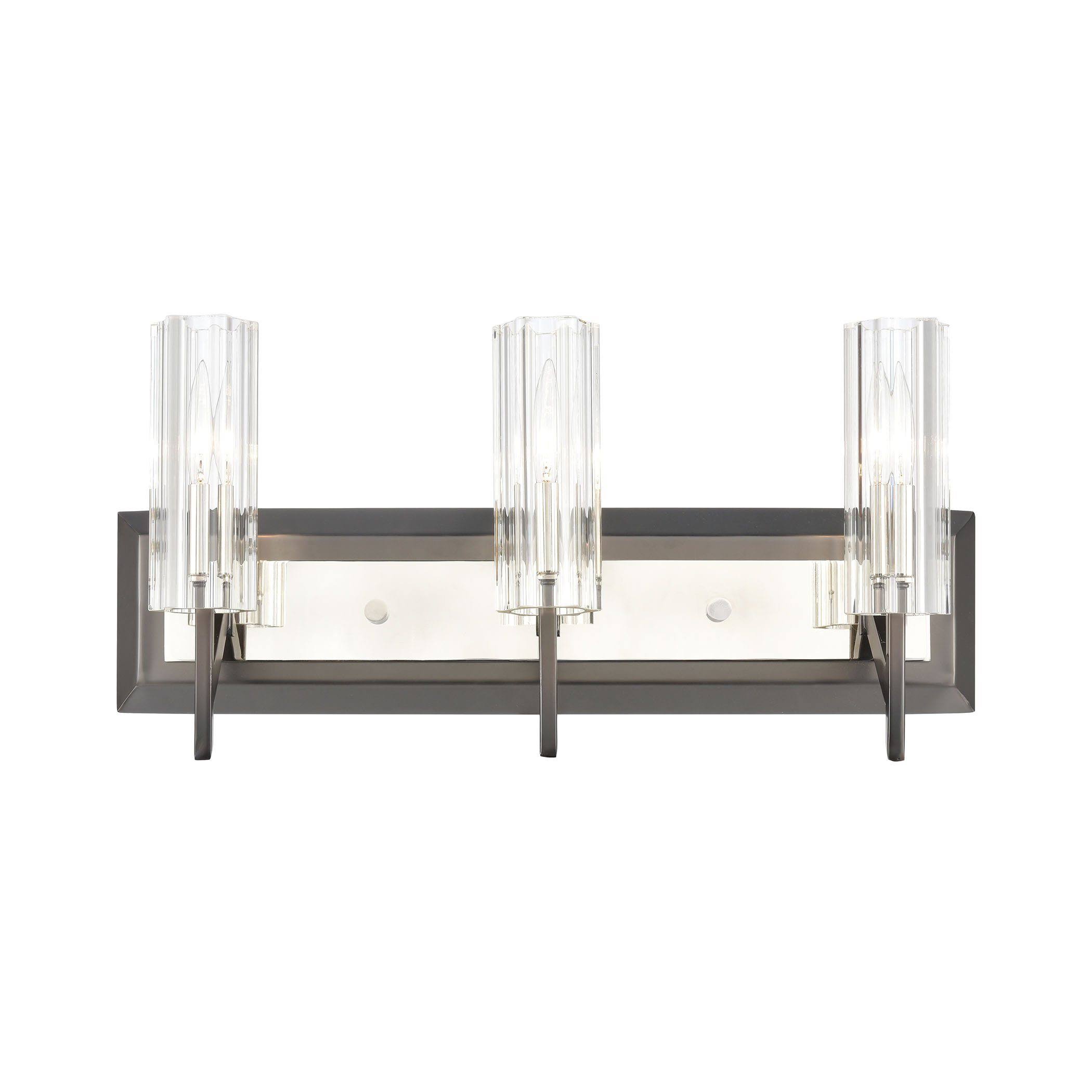 Elk Lighting 55071/3 Aspire 3-Light Vanity Light in Black Nickel with Ribbed Crystal