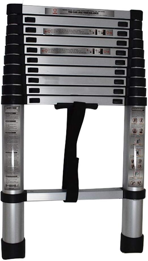 Aluminum Telescopic Extension Ladder Folding Step One-Button Inward Sliding Retraction 10.5FT / 3.2M 12.5FT / 3.8M 14.5FT / 4.4M Multi-Use Non-Slip (10.5FT / 3.2M)