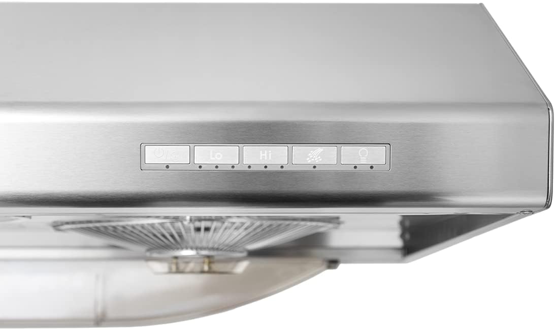 Pacific AC3036BS 36 Inch Range Hood &ndash; Stainless Steel Under Cabinet Vent Hood &ndash; Ultra-Powerful 900CFM &ndash; Top Round 6 Inch Vent Exhaust &ndash; Auto Cleaning Function &ndash; No Filter, Removable Grease Tray