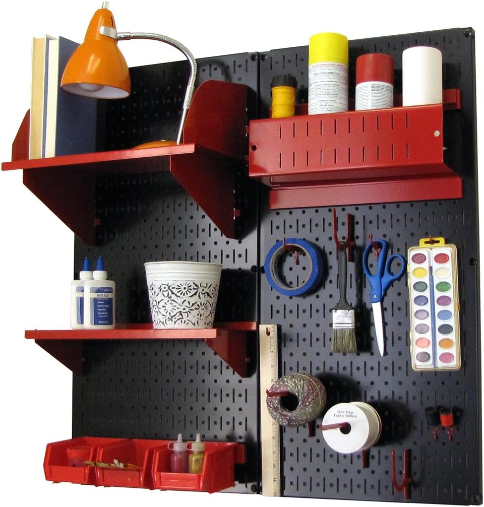 Wall Control Pegboard Hobby Craft Pegboard Organizer Storage Kit with White Pegboard and White Accessories