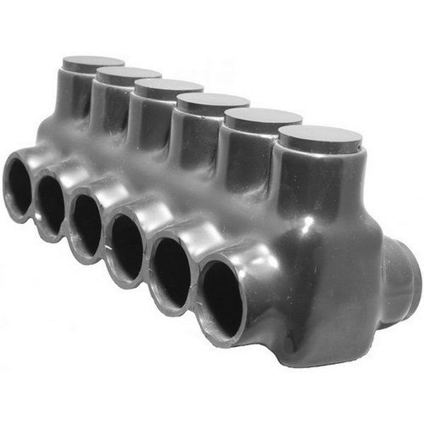 Morris 97696 Black Insulated Multi-Cable Connector - Dual Entry 6 Ports 500 - 4