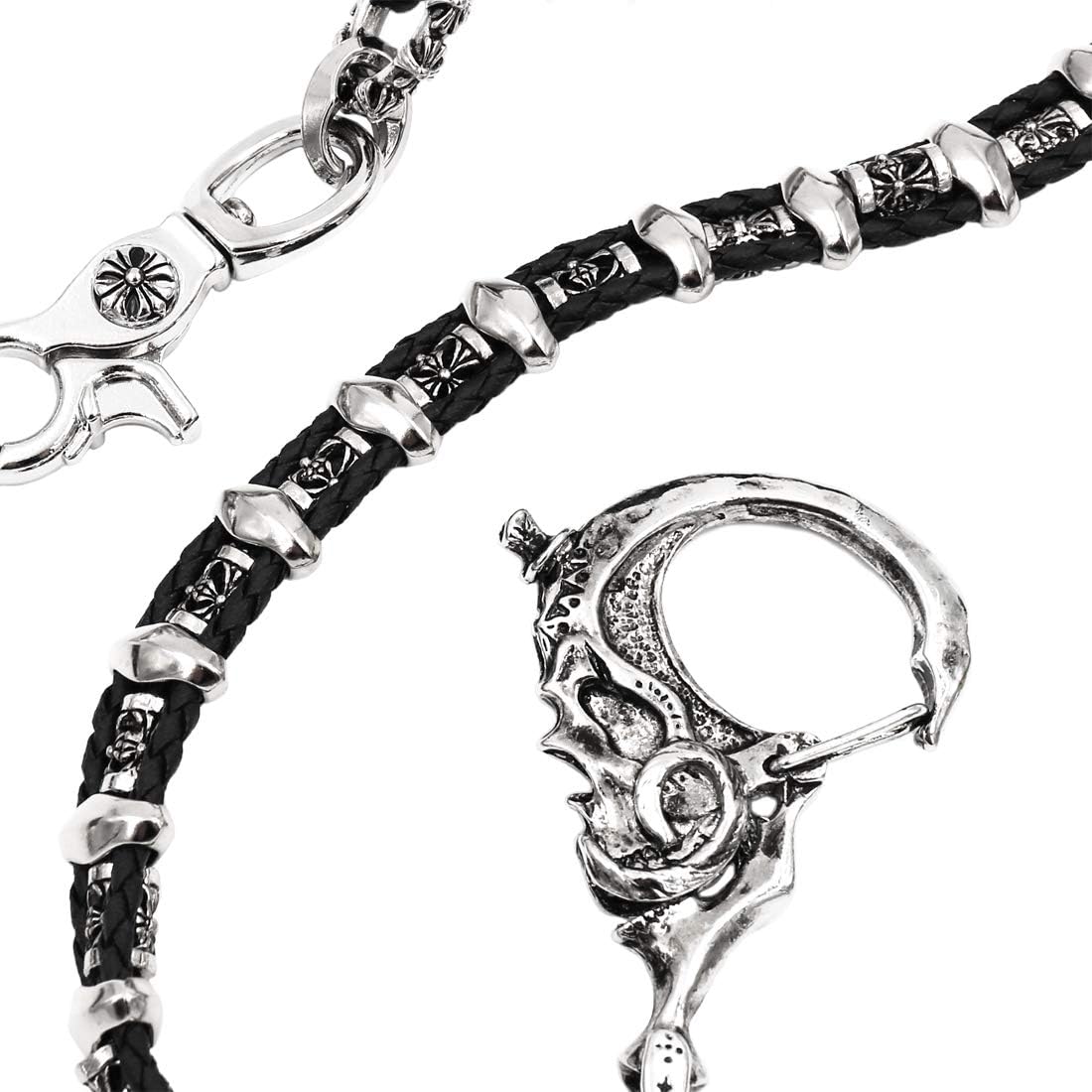 Uniqsum Big Skull Clasp wallet chain Black Leather Biker Key Jean chain SJ29S