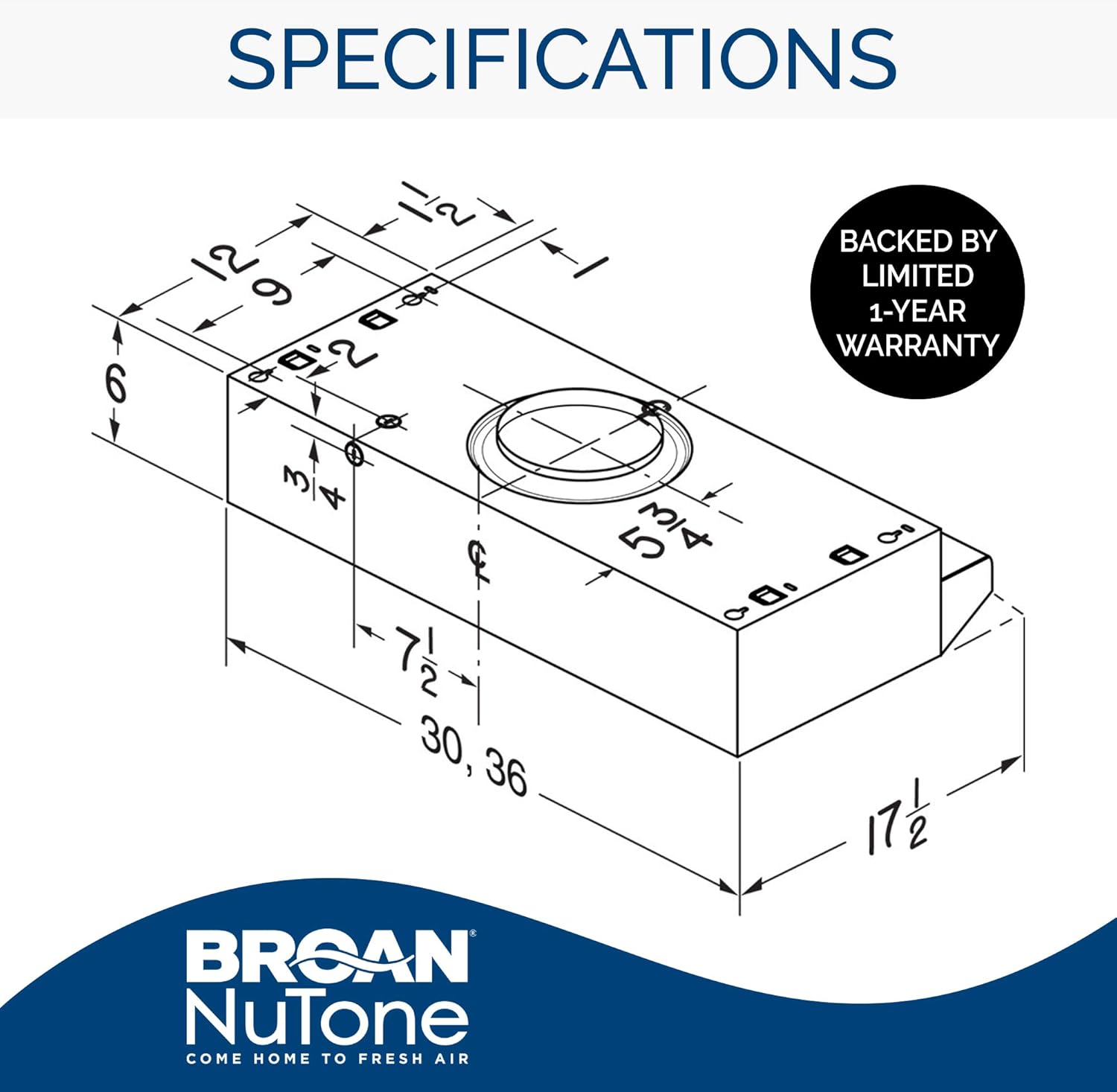 Broan-NuTone 423023 Insert with Light, Exhaust Fan Cabinet Range Hood, 30-Inch, Black