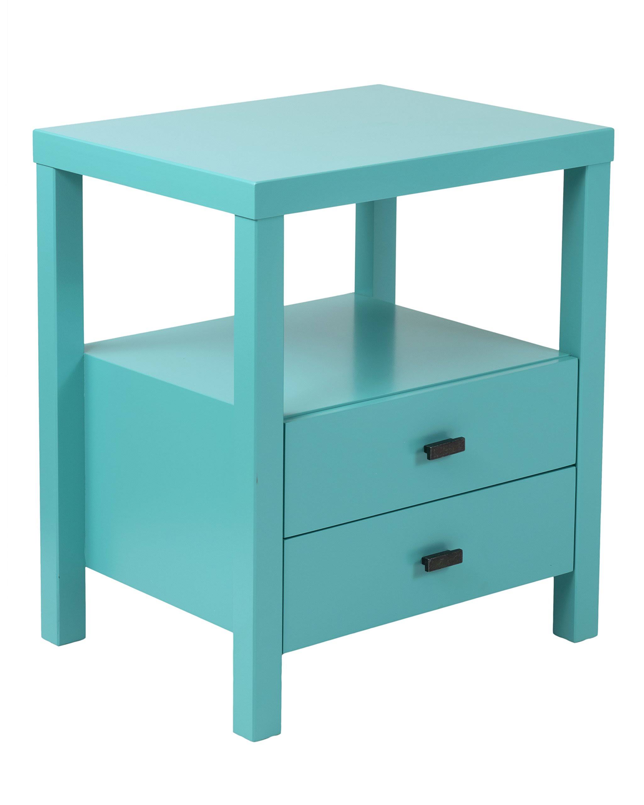 East at Main Westwood Acacia Wood Square Accent Table Turquoise