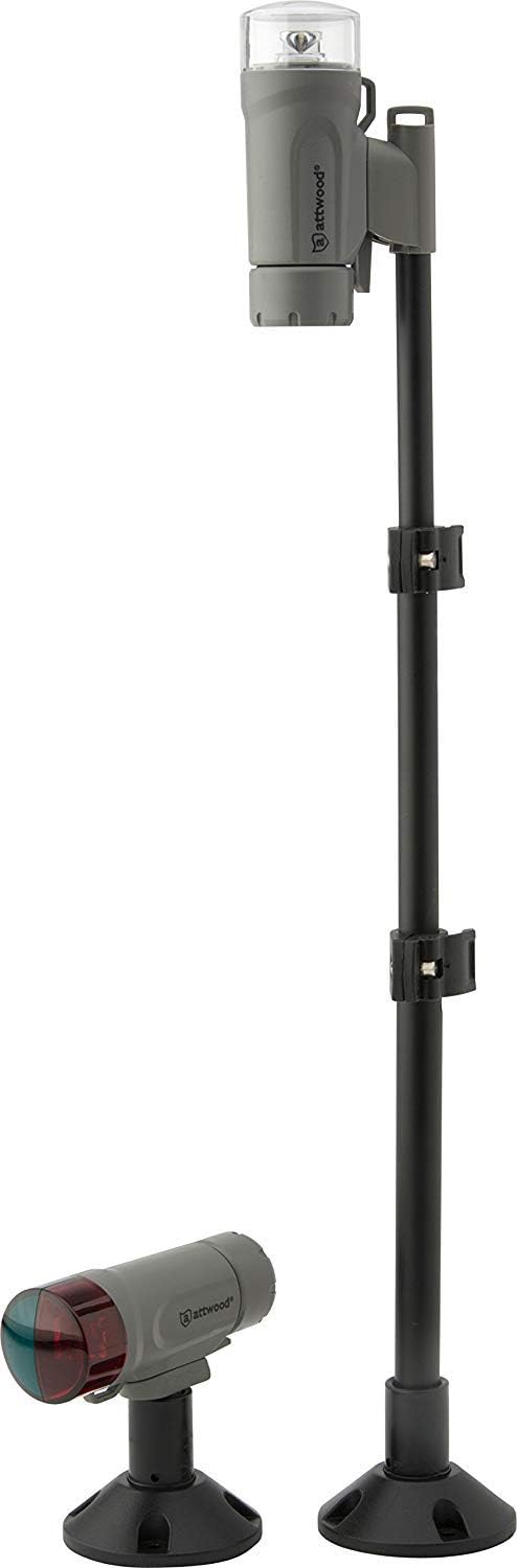 Attwood 14192-7 Water-Resistant Deck Mount LED Navigation Light Kit, Marine Gray Finish Pack of 2