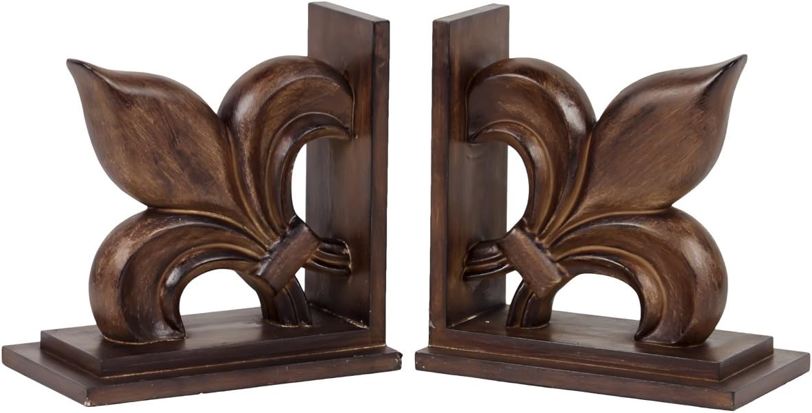Urban Trends 33012 Decorative Resin Fleur de Lis Bookend Pack of 2