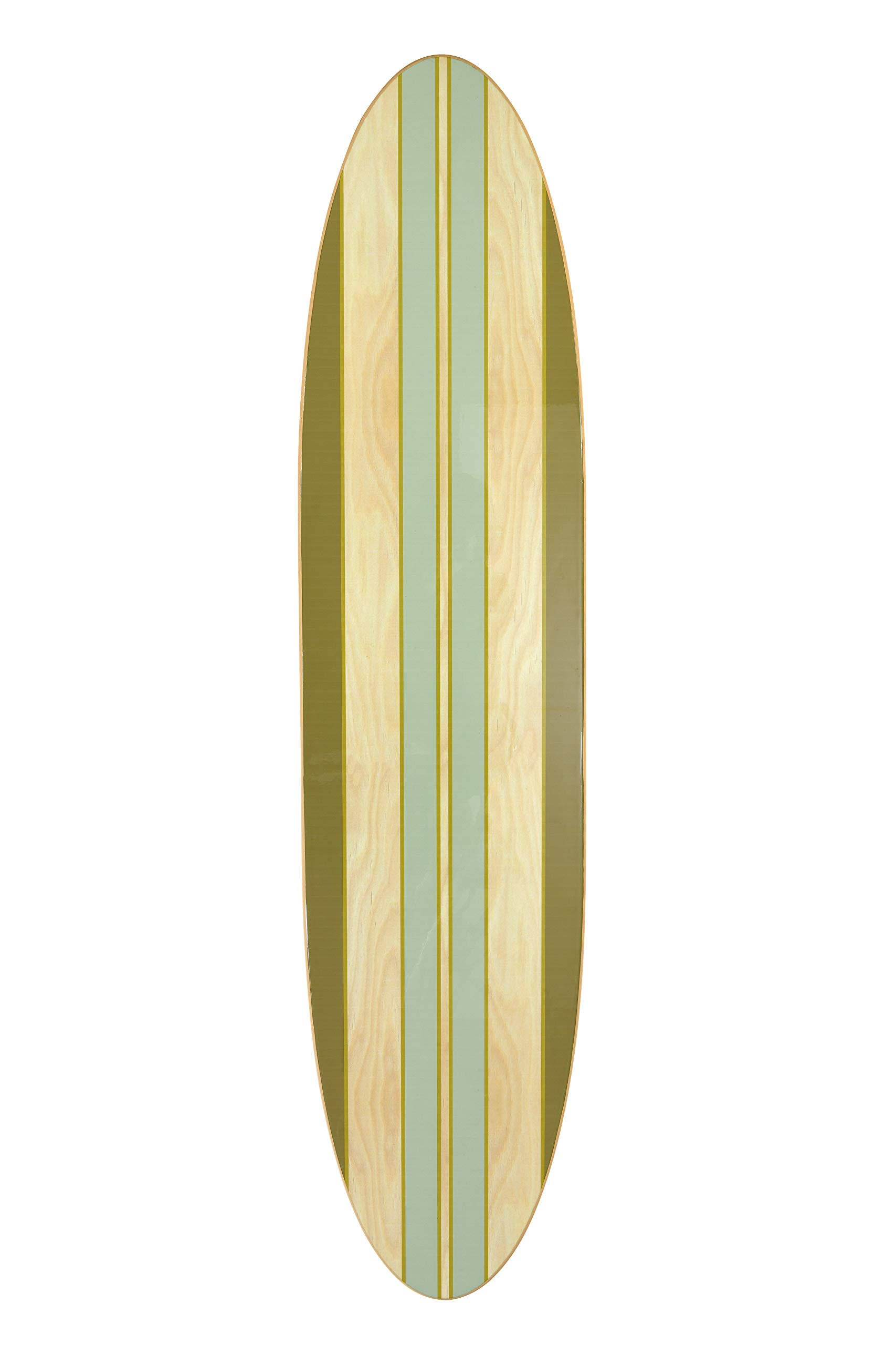 Creative Co-op Lacquered Wood Wall D&eacute;cor with Stripes (Hangs Vertical or Horizontal) Decorative Surfboard, Green