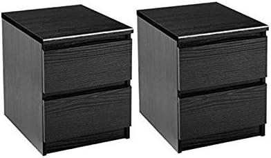 Home Square 2 Drawer Night Stands in Black Woodgrain (Set of 2)
