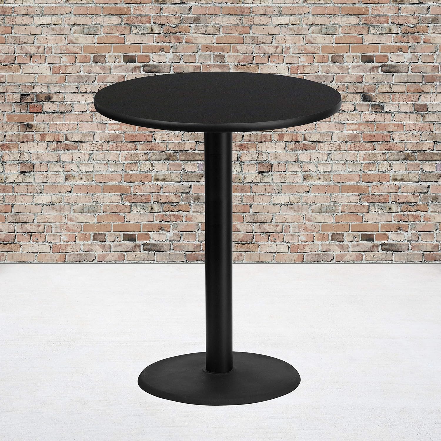 Flash Furniture 36'' Round Black Laminate Table Top with 24'' Round Bar Height Table Base
