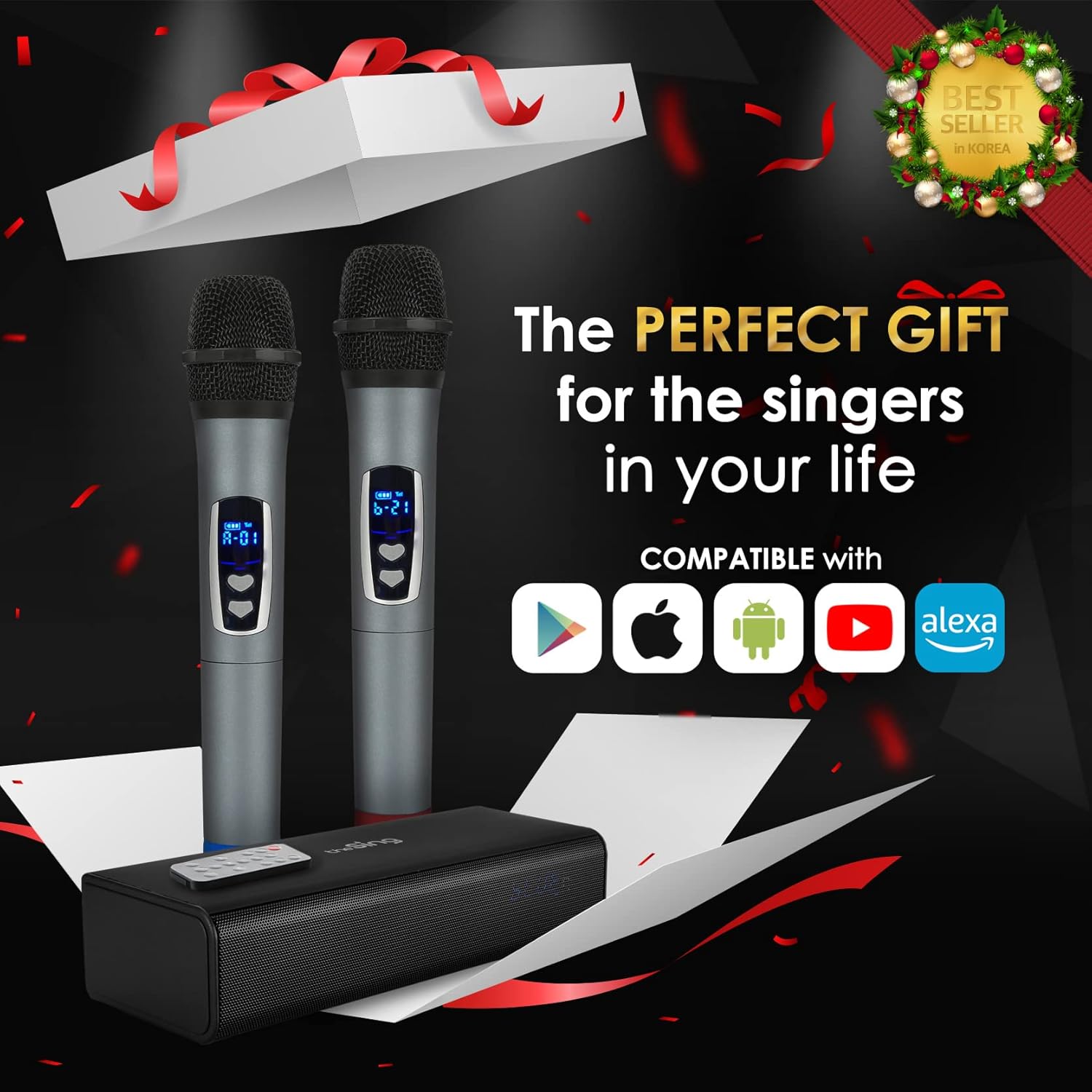 M200 - Bluetooth Speaker with Microphone - Karaoke Machine with Bluetooth Microphone - Karaoke Speaker for Adults - Wireless Portable PA System - Karoke System Set for Party