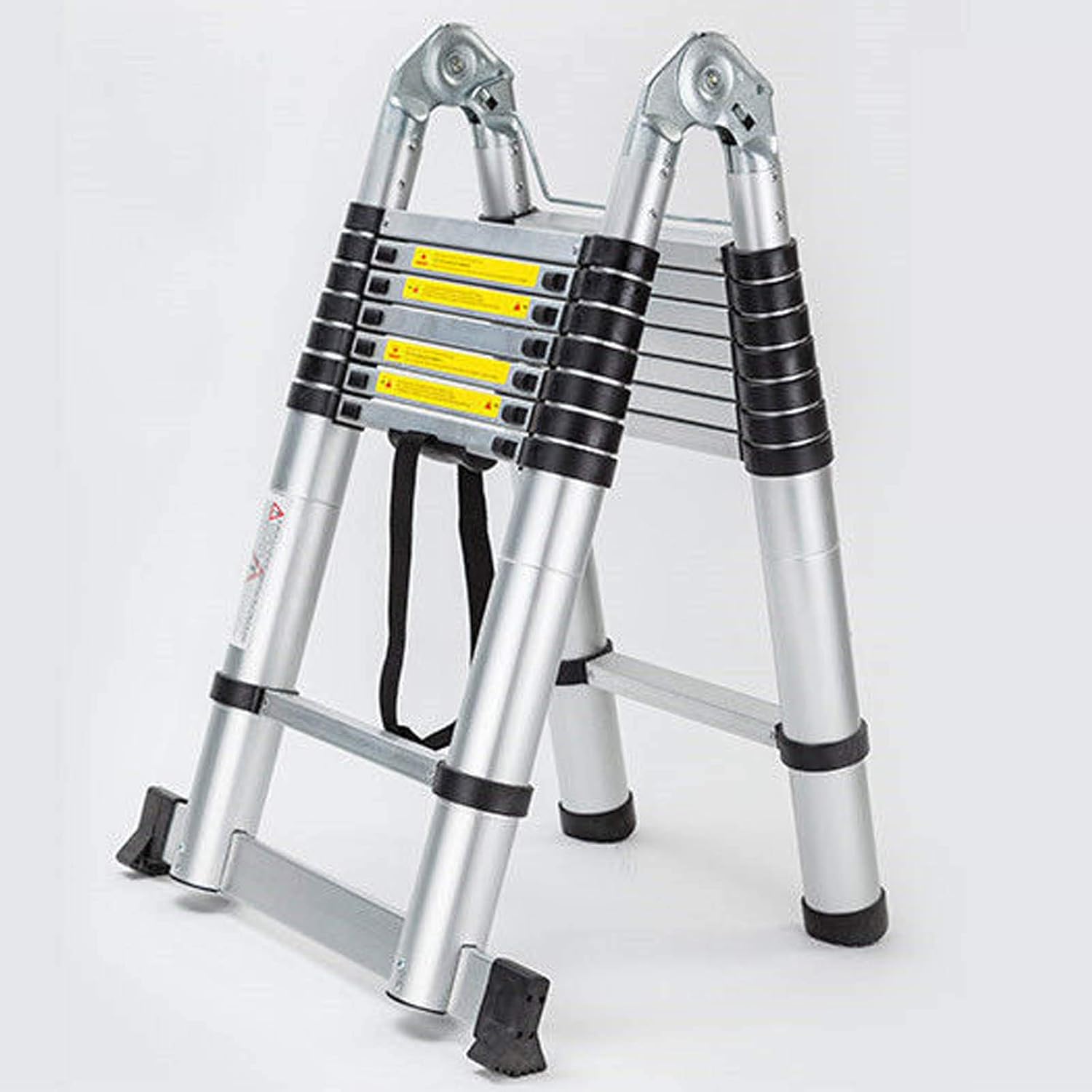 16.5FT Aluminum Telescoping Extension Ladder 330lbs Max Capacity A-Frame Lightweight Portable Multi-Purpose Folding with Support Bar Anti-Slip EN131 Certificated
