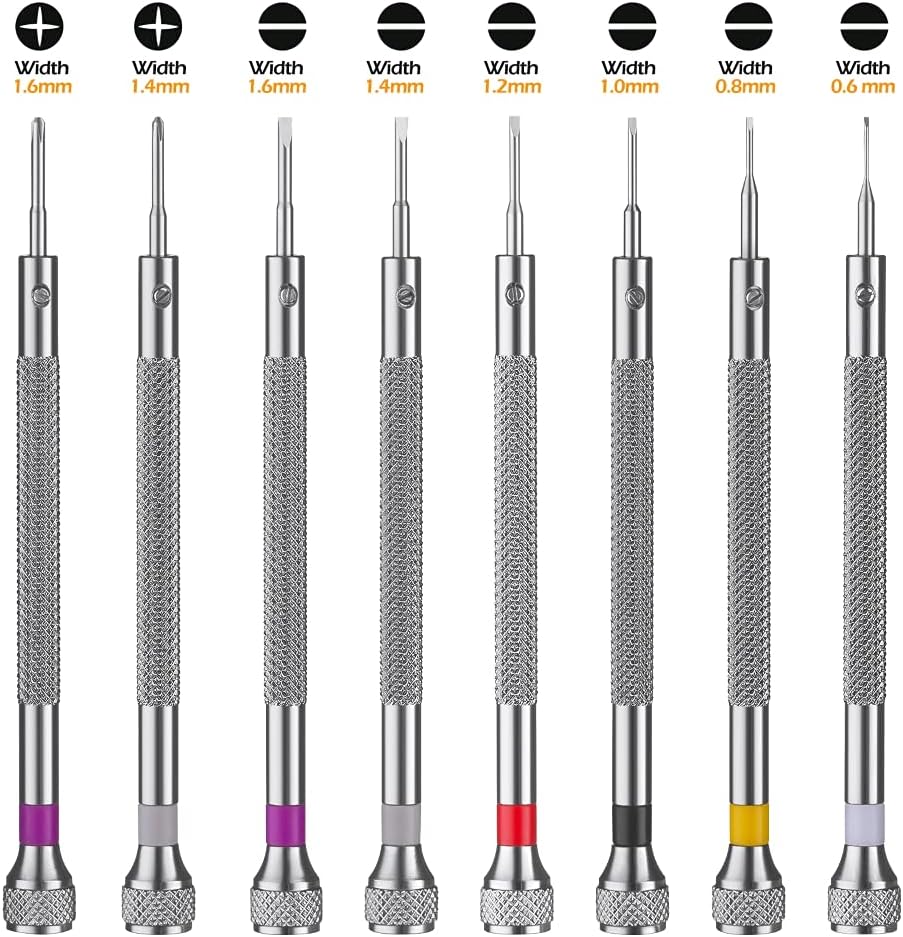 8PCS Professional Screwdriver Set, VAKOGAL Micro Precision Screwdriver Kit 0.6-1.6mm, 8 Extra Replace Blades for Watch Repair, Eyeglasses Repair, Jewelry Work, Electronics Repair