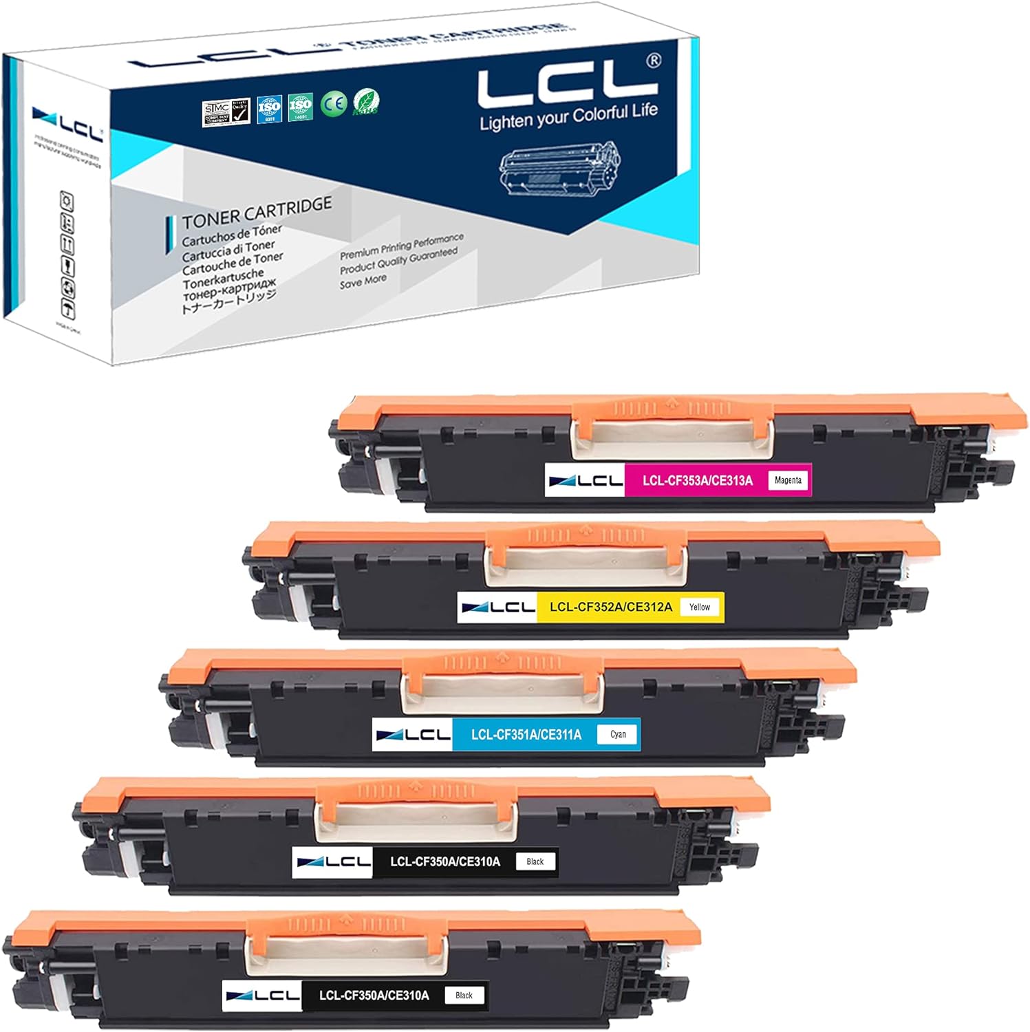 LCL Remanufactured Toner Cartridge Replacement for HP 130A CF350A CF351A CF352A CF353A MFP M176 M176FN M177 M177FW M176n (5-Pack 2Black, Cyan, Magenta, Yellow) Pack of 2