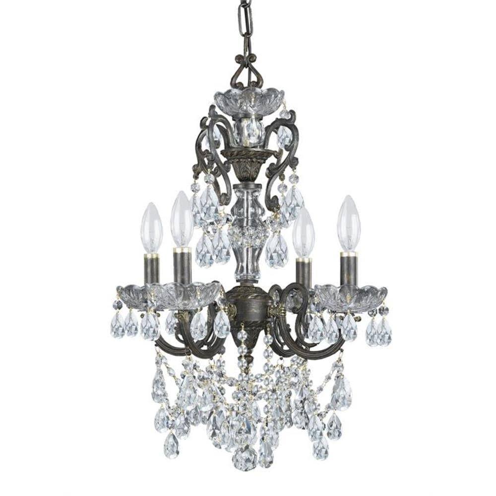 Crystorama 5194-EB-CL-MWP Legacy Mini Chandeliers 15in English Bronze 4-Light